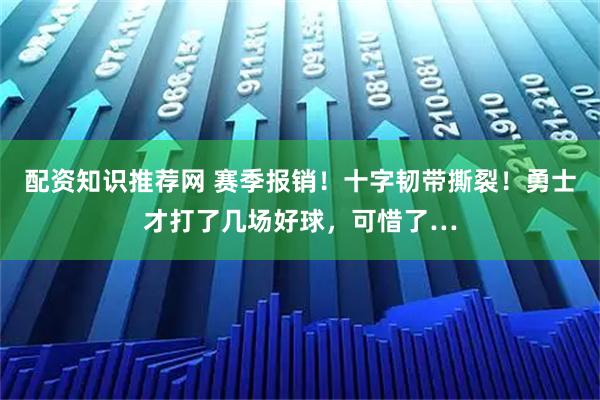 配资知识推荐网 赛季报销！十字韧带撕裂！勇士才打了几场好球，可惜了…